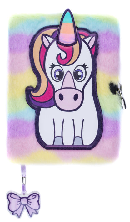 Carnet en peluche – blanc licorne