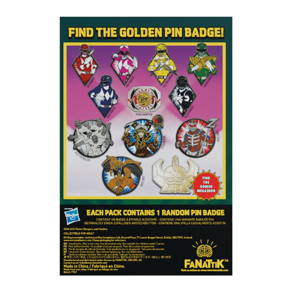 Power Rangers - Mystery Pin Badge CDU Containing 12 Blind Boxes