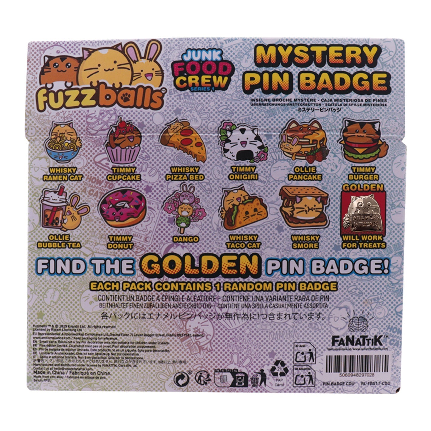 Display de 12 blind boxes Fuzzballs - pin’s mystère - présentoir arrière