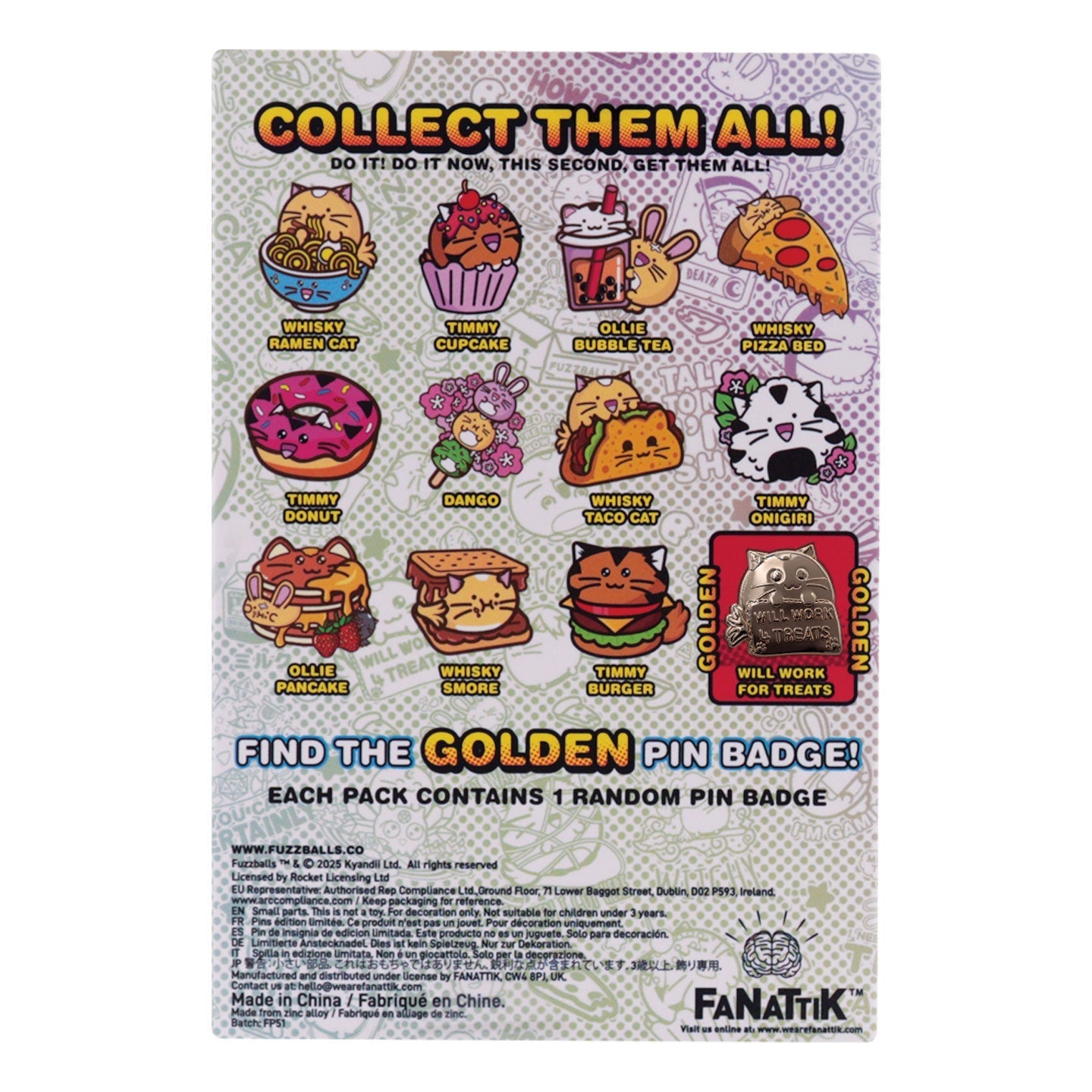 Display de 12 blind boxes Fuzzballs - pin’s mystère - blind box arrière