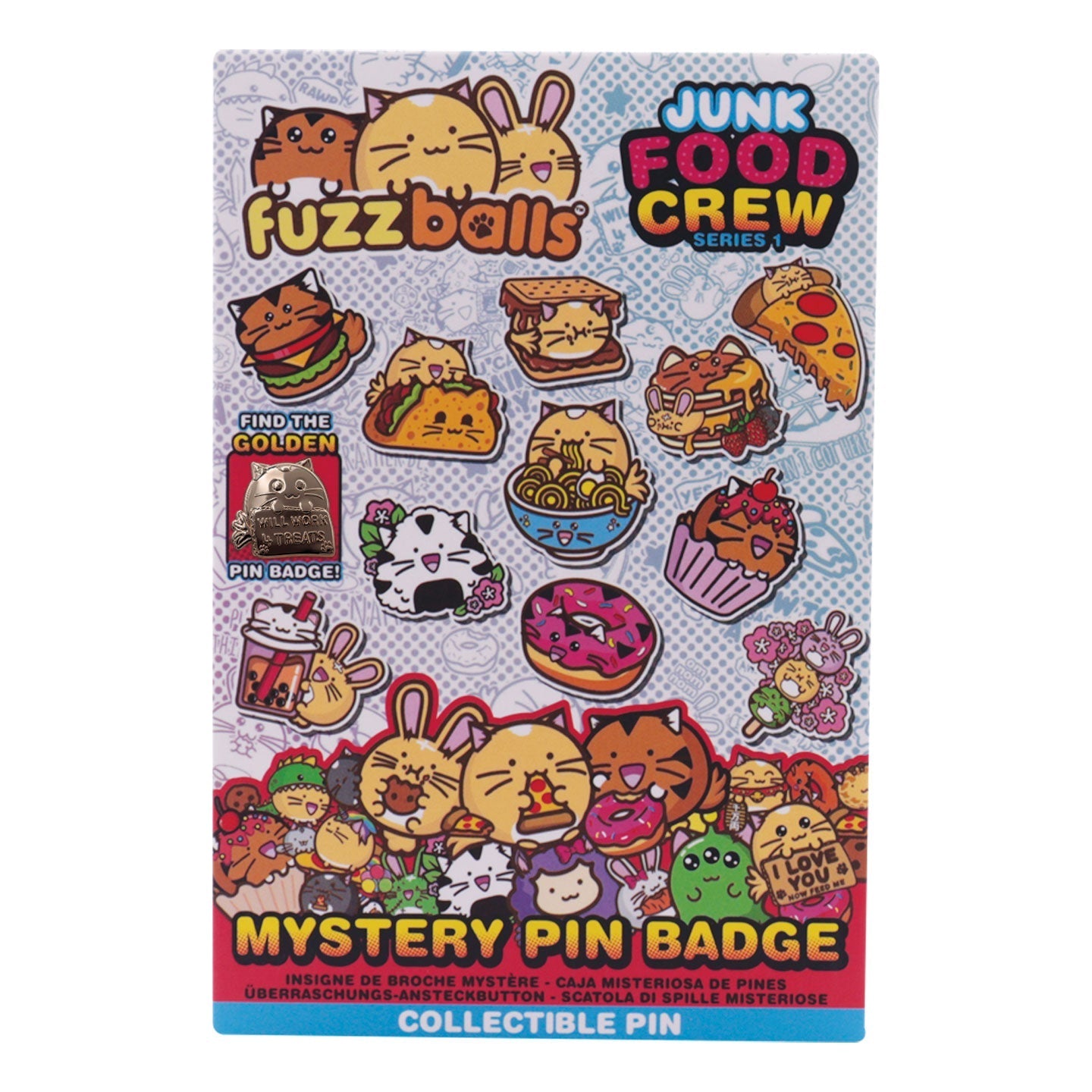 Display de 12 blind boxes Fuzzballs - pin’s mystère - blind box avant