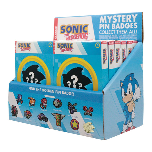 Sonic The Hedgehog Mystery Pin Badge CDU Containing 12 Blind Boxes