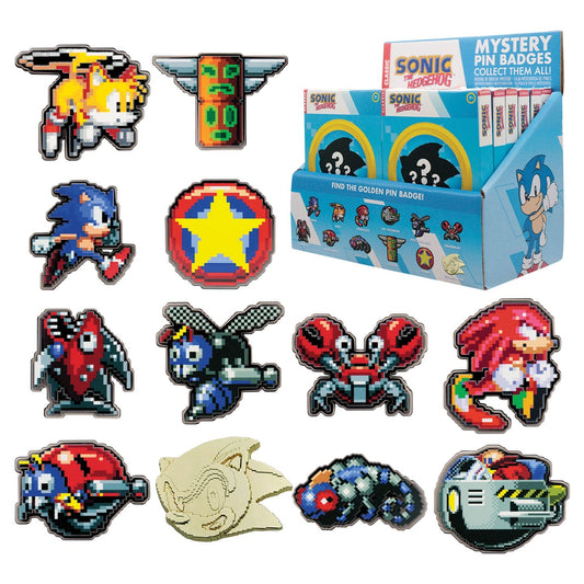 Sonic The Hedgehog Mystery Pin Badge CDU Containing 12 Blind Boxes