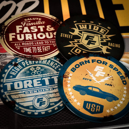 Sous-verres Fast & Furious - 4 Vintage Style