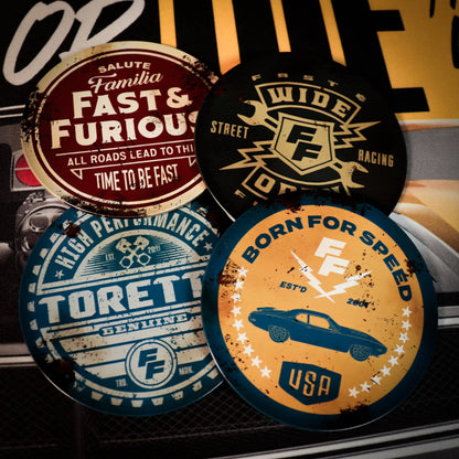 Sous-verres Fast & Furious - 4 Vintage Style