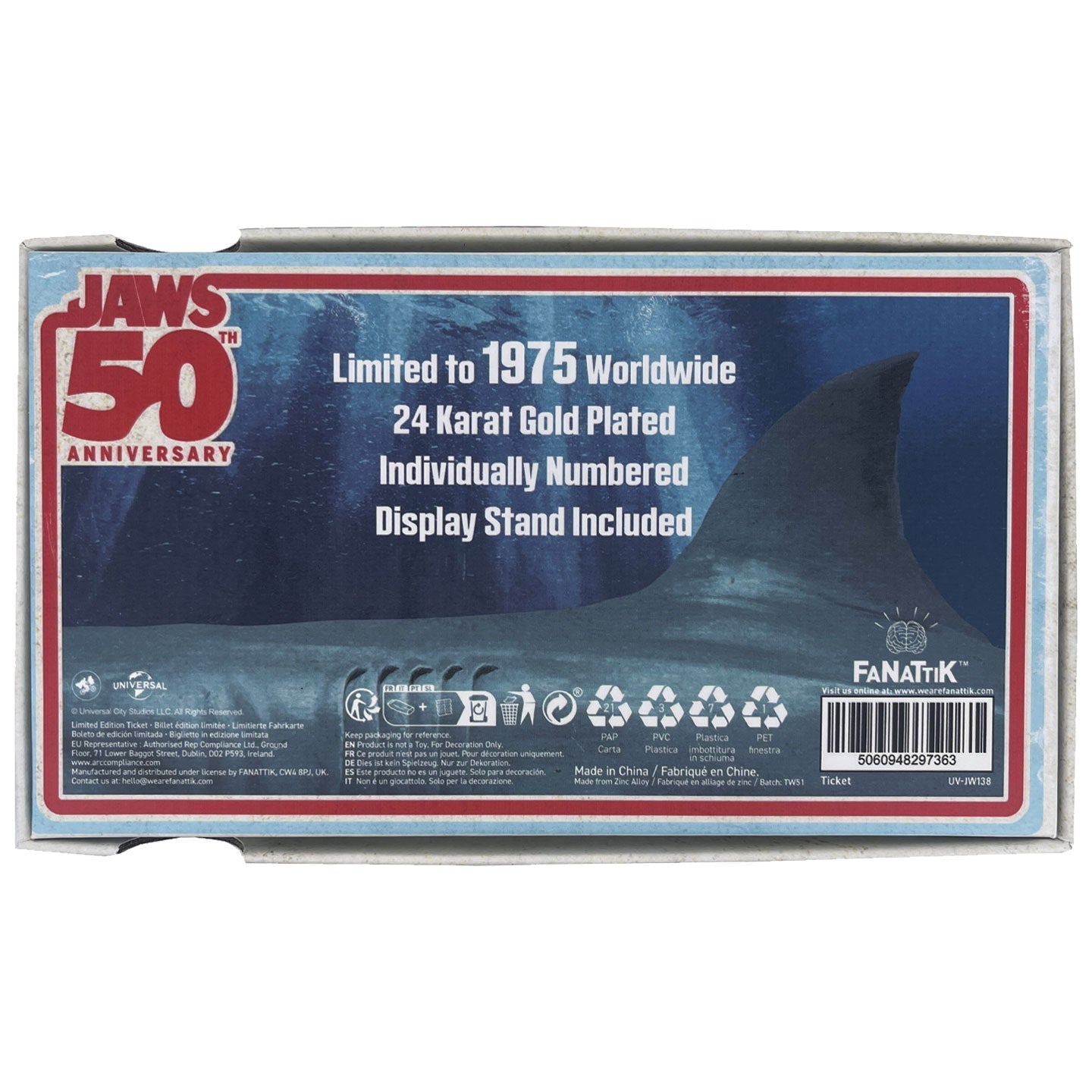 Objet collector Les Dents de la Mer - 50th Anniversary 24K Gold Plated Regatta TicketTObjet collector Les Dents de la Mer - 50th Anniversary 24K Gold Plated Regatta TicketiObjet collector Les Dents de la Mer - 50th Anniversary 24K Gold Plated Regatta TicketcObjet collector Les Dents de la Mer - 50th Anniversary 24K Gold Plated Regatta TicketkObjet collector Les Dents de la Mer - 50th Anniversary 24K Gold Plated Regatta TicketeObjet collector Les Dents de la Mer - 50th Anniversary 24K Gold Plated Regatta Tic