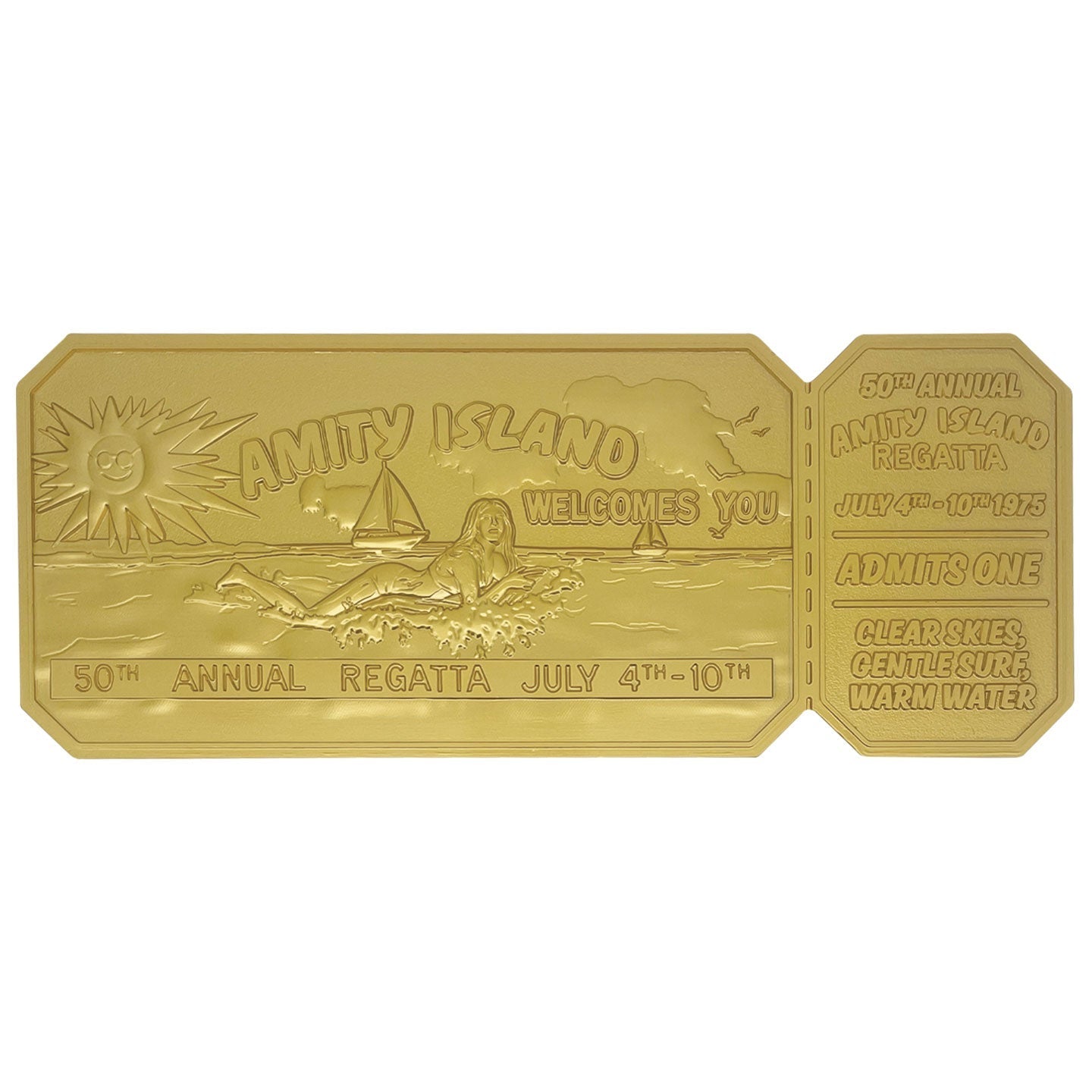 Objet collector Les Dents de la Mer - 50th Anniversary 24K Gold Plated Regatta Ticket