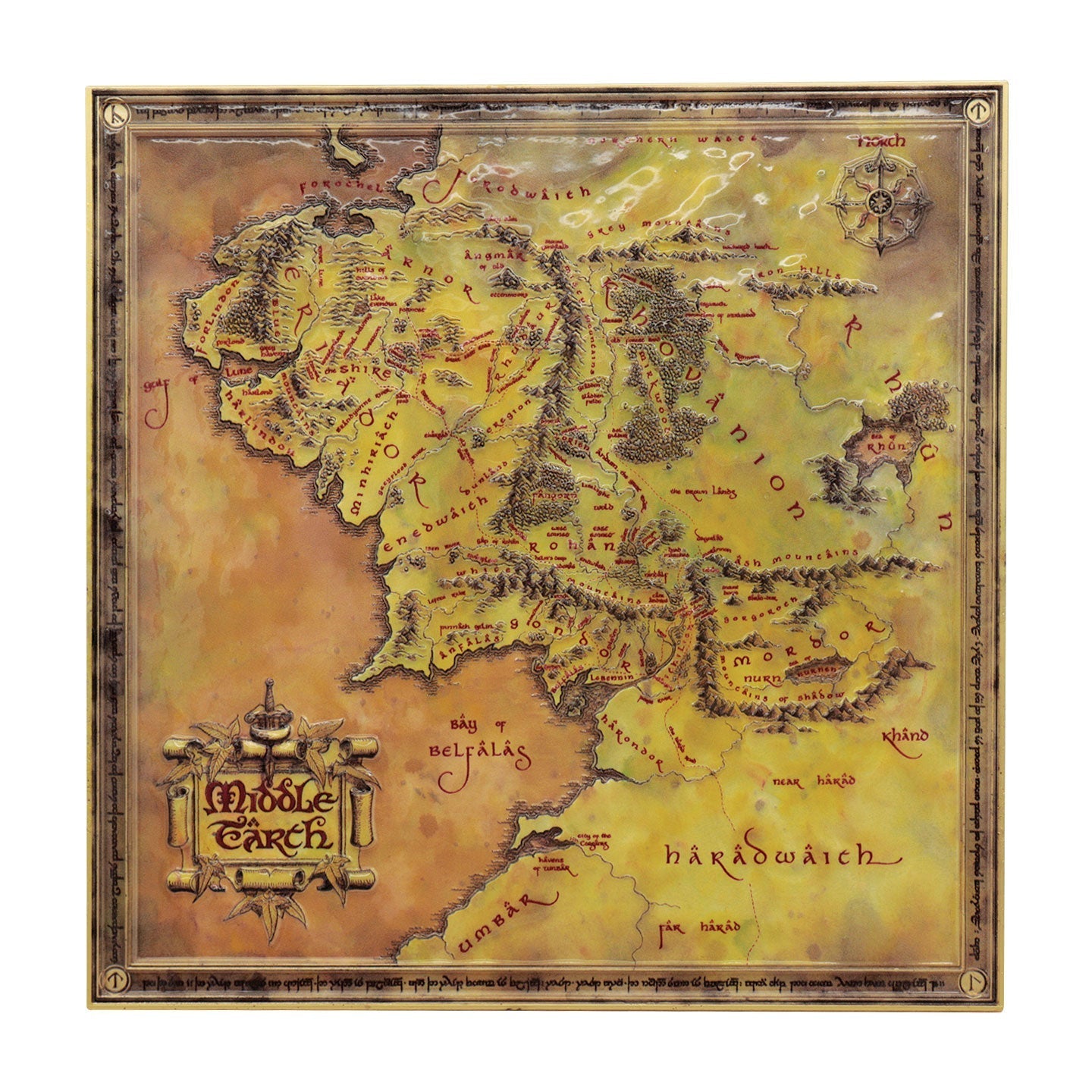 Objet collector Le Seigneur des Anneaux - Metal Map of Middle-earth