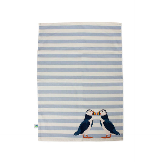 RSPB Tea Towel - Blue Puffin Recycled Cotton