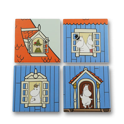 4 Moomin-Keramikuntersetzer – Zuhause