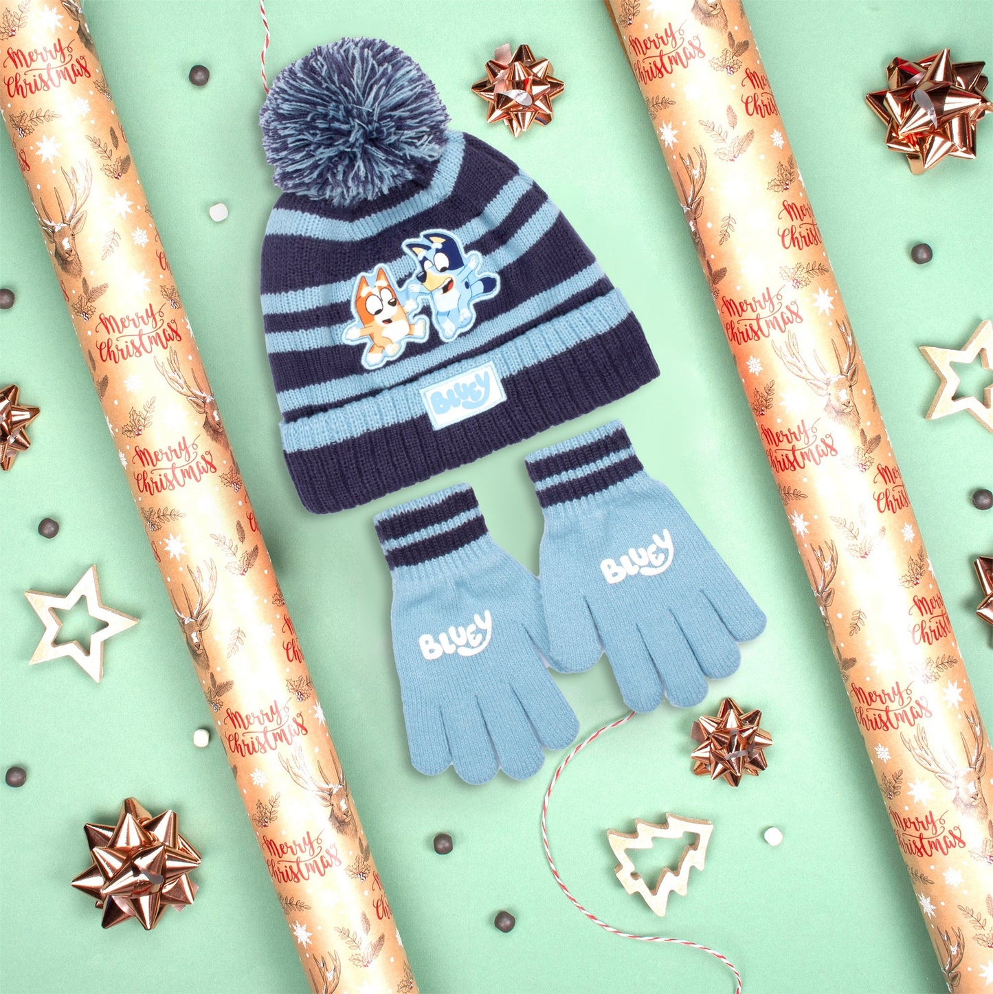 Ensemble bonnet et gants – Bluey Children's Winter Set Warm et Comfy Beanie Set