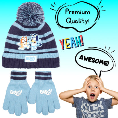 Ensemble bonnet et gants – Bluey Children's Winter Set Warm et Comfy Beanie Set