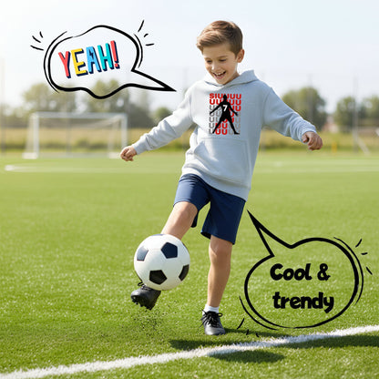 Sweat à capuche football – Fringoo gaming gris for Boys Cotton Rich Soft Hooded – Cristiano SIUUU gris