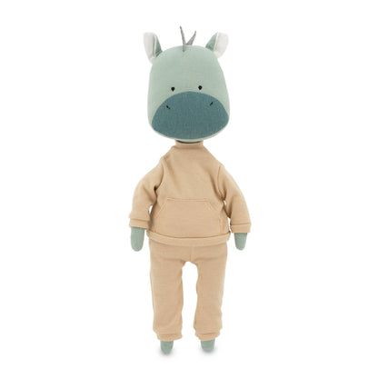 Peluche Andy le Dragon : Ensemble Tenue Beige et Queue de Sirène - 29 cm