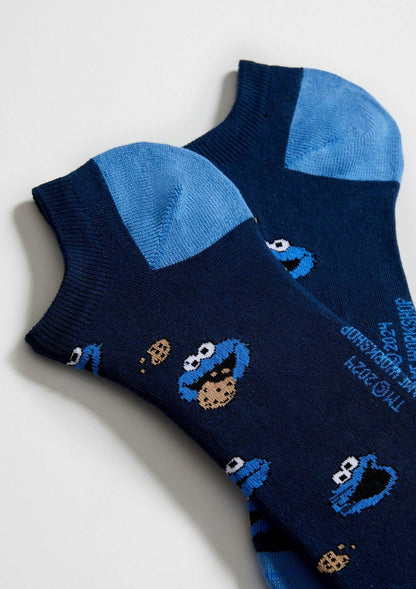 BeSesameStreet Cookie Monster Short Socks Navy
