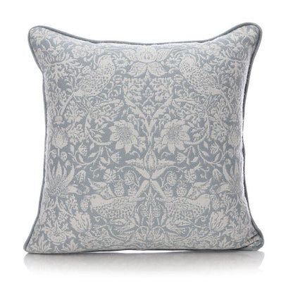 Coussin William Morris - Strawberry Thief bleu clair