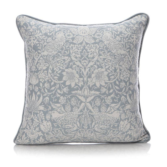 William Morris Cushion - Strawberry Thief Light Blue