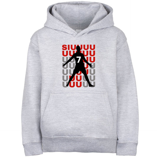 Fußball-Kapuzenpullover – Fringoo Gaming Grau für Jungen Baumwollreich Weich Kapuze – Cristiano SIUUU Grau