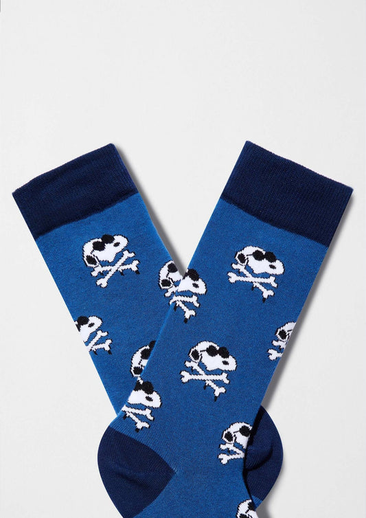 BeSnoopy Skull Blue Socks
