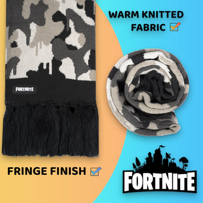 Fortnite Hat & Scarf Set- Camo gris