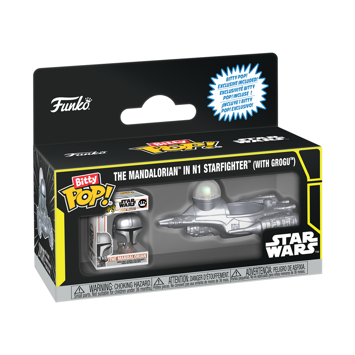 Bitty Pop! Rides The Mandalorian in N1 Starfighter (with Grogu) - vue 1