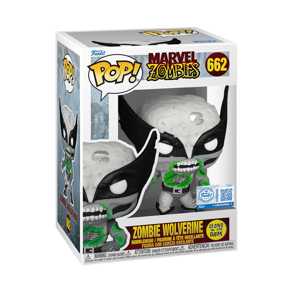 Pop! Zombie Wolverine (Noir & Blanc) (Glow) - packaging officiel