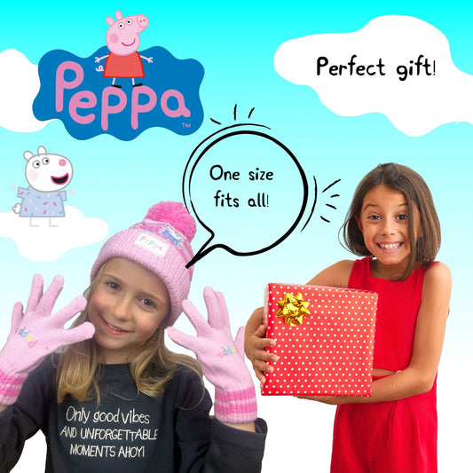 Mütze und Handschuhe – Peppa Pig Winter-Set für Kinder