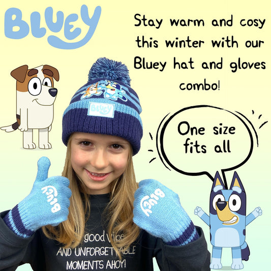 Mütze und Handschuhe – Bluey Winterset für Kinder Warme und bequeme Mütze