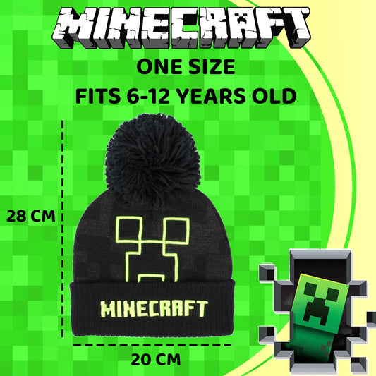 Mütze und Handschuhe Set – Minecraft Set – Grau Creeper