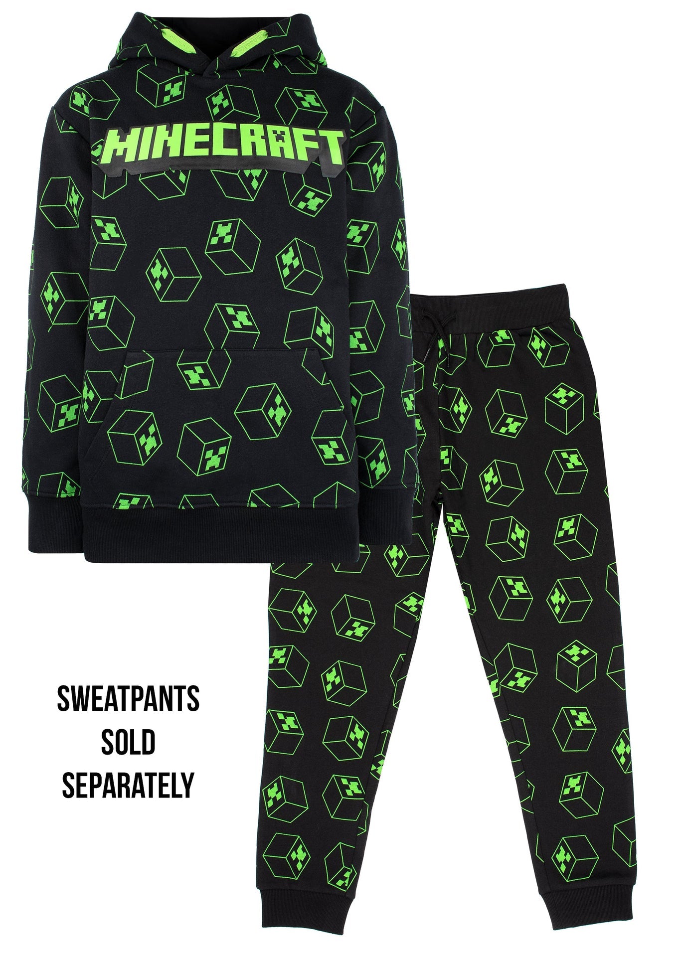 Minecraft Creeper Pattern Sweat à capuche – noir