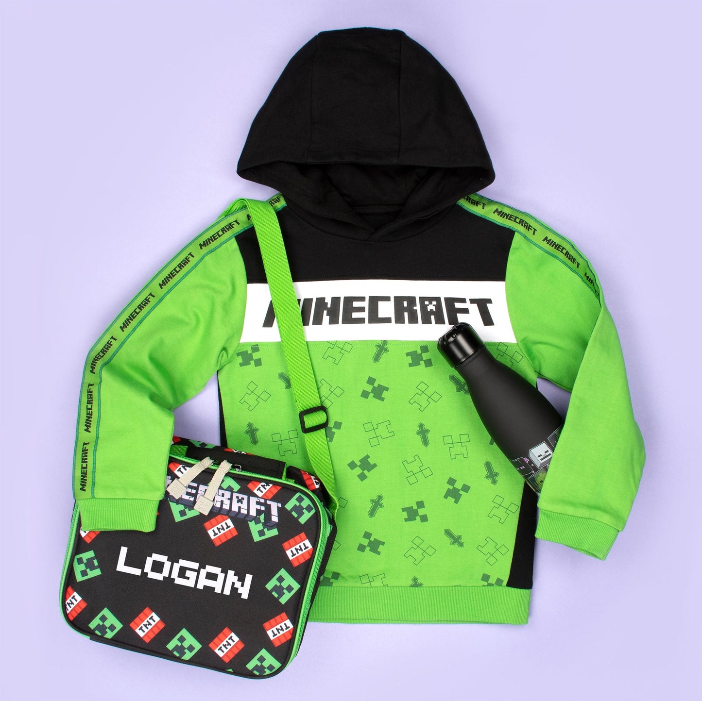Minecraft Sweat à capuche – vert/noir
