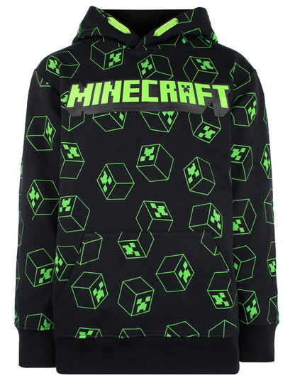 Minecraft Creeper Pattern Sweat à capuche – noir