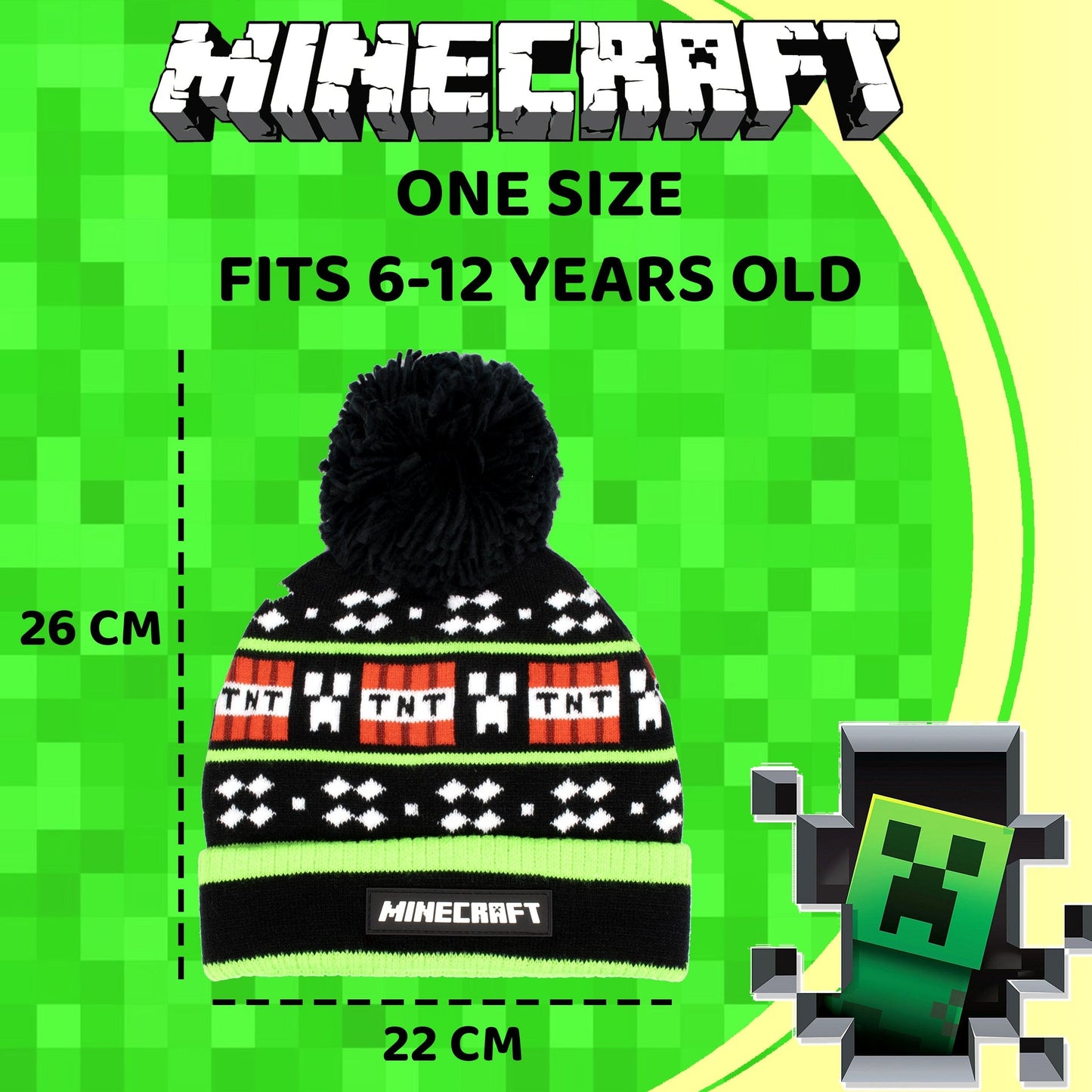 Minecraft Hat & Gloves Set – noir TNT