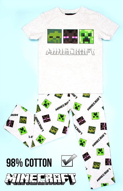 Minecraft Pyjama Short Sleeve – gris & vert