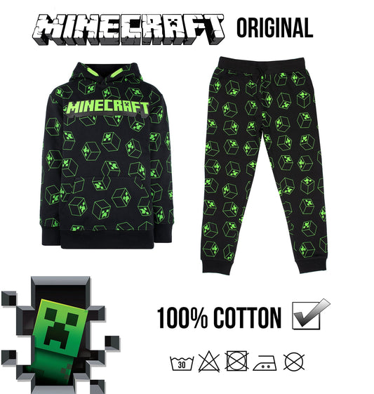 Minecraft Jogging Bottoms – Black & Green Pattern