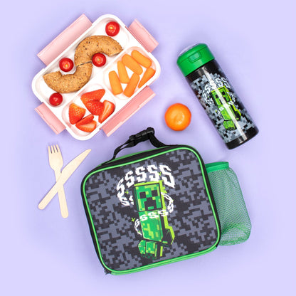Minecraft Sac repas with Mesh Pocket – gris Pixel Creeper