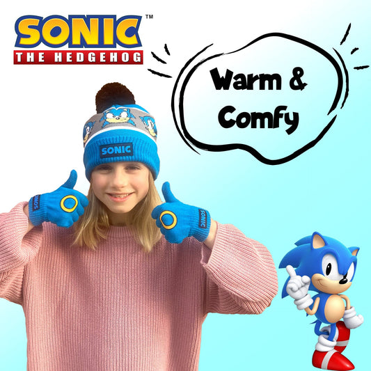 Mütze und Handschuhe Set – Sonic THE HEDGEHOG Winter Set für Jungen