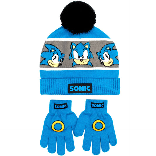 Mütze und Handschuhe Set – Sonic THE HEDGEHOG Winter Set für Jungen
