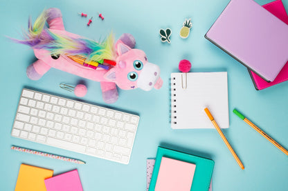 Trousse scolaire – arc-en-ciel licorne rose
