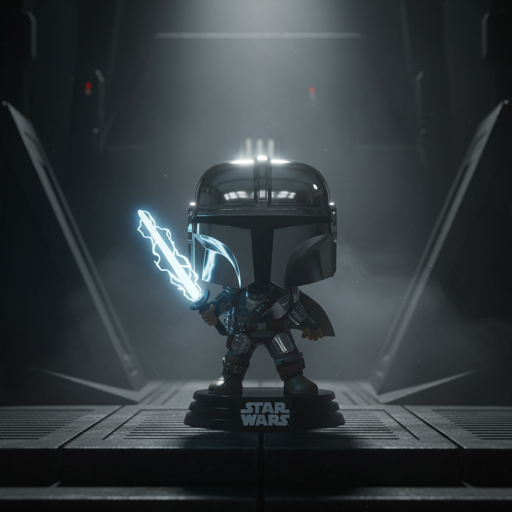 Pop! De Mandalorian met Darksaber (Metallic/Glow)