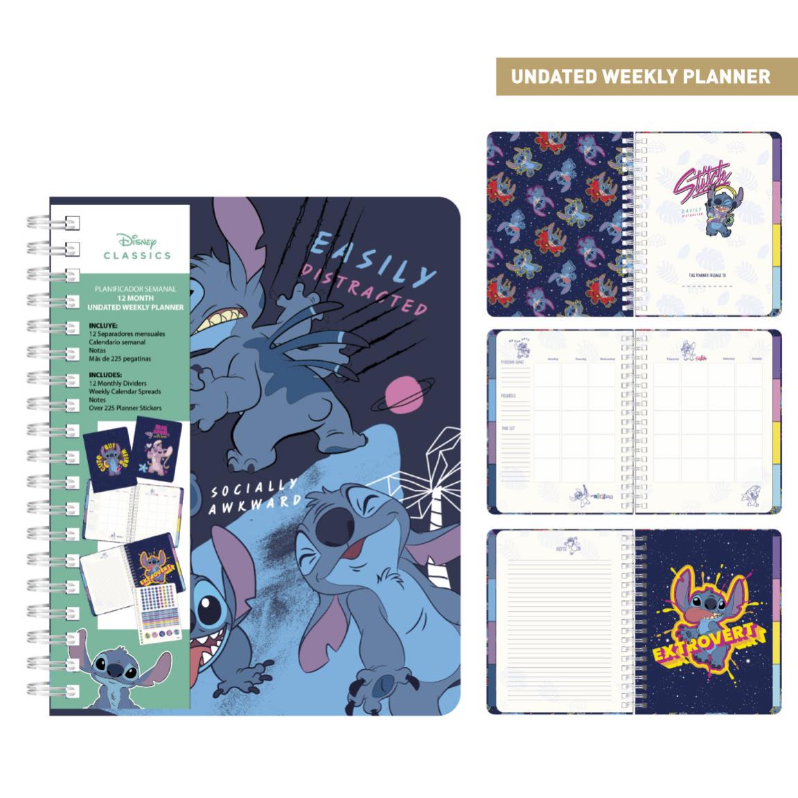 STITCH Agenda Hebdomadaire Non Daté + Intercalaires + Stickers